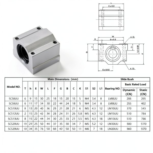 HiPicco SCS8UU Linear Bearing Aluminum Alloy CNC 3D Printer-2